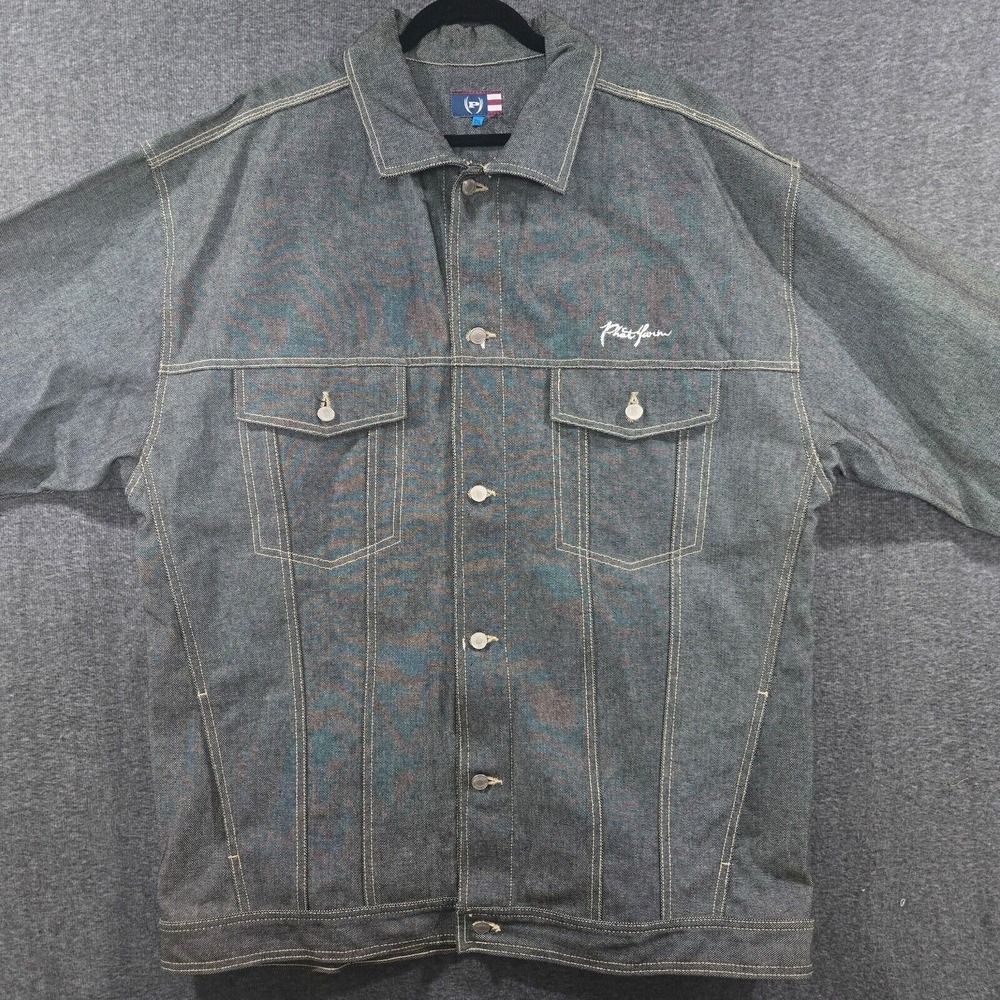 Vintage Phat Farm Denim Mens Jacket Gray / Brown Size 2XL‎ XXL